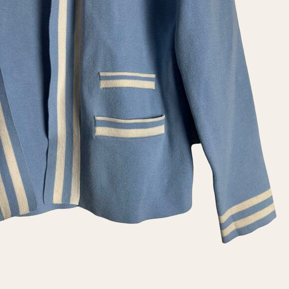Pendleton Blue White Striped Silk Blend Open Cardigan Sweater Size PS - Picture 6 of 9